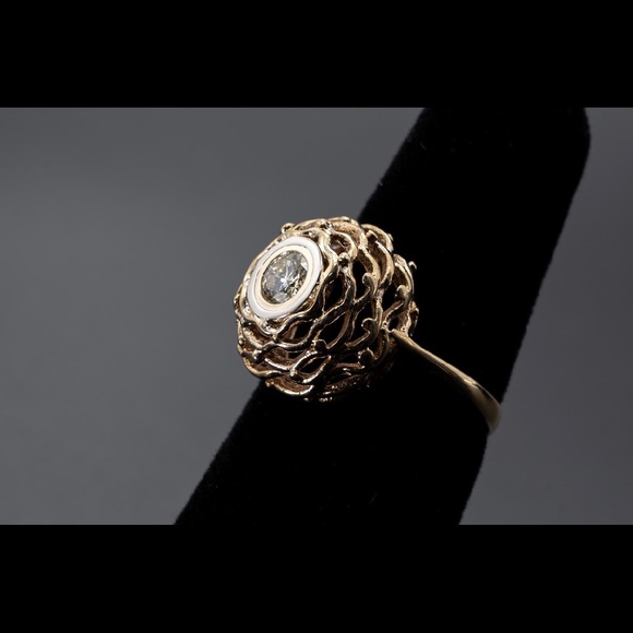 Spectacular Woven 14k Double Bezel Diamond Ring - Picture 3 of 3